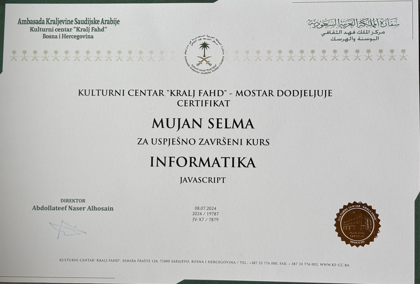 JavaScript certificate